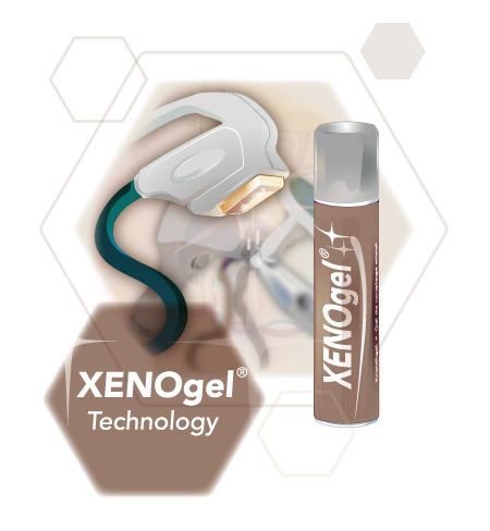 Illustration XENOgel Technology braun Logo